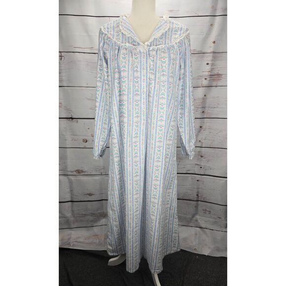 Lanz of Salzburg Flannel Nightgown XS Floral Long Cottagecore Granny Prairie - Picture 2 of 10
